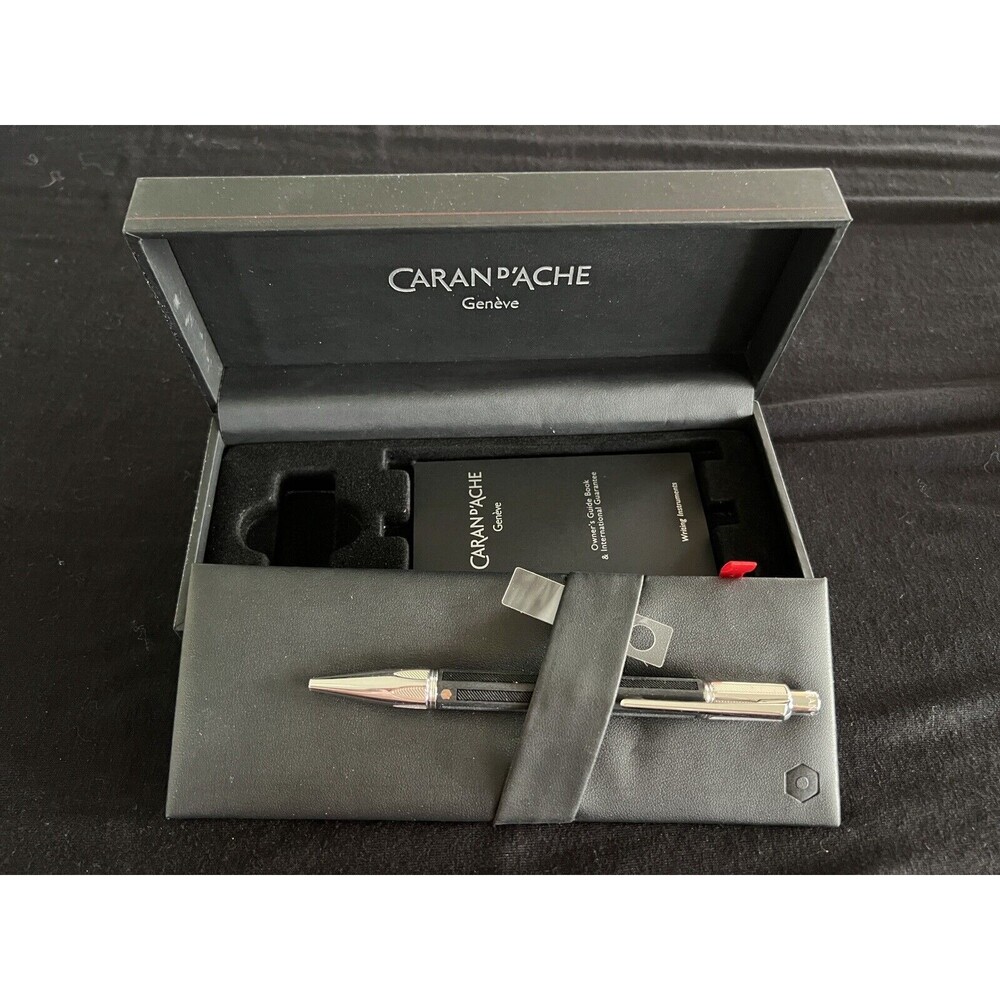 Caran d'Ache Varius Rubracer Ballpoint Pen Guillochage Rhodium NEW in Box
